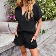 thumbnail image 4 of Yuyuzo Short Sets for Women Short Sleeve Shirts Drawstring High Waisted Shorts Lounge Sets, 4 of 5