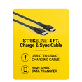thumbnail image 1 of Scosche SCC4-SP StrikeLine USB-C to USB-C 60W PD Fast Charge & Sync Cable 4ft Durable Data Cable, 1 of 7