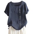 thumbnail image 1 of WEIYLL Tshirt for Women Plus Boho Button Loose Size Solid Navy Blouse Sizes XXXXXL, 1 of 1