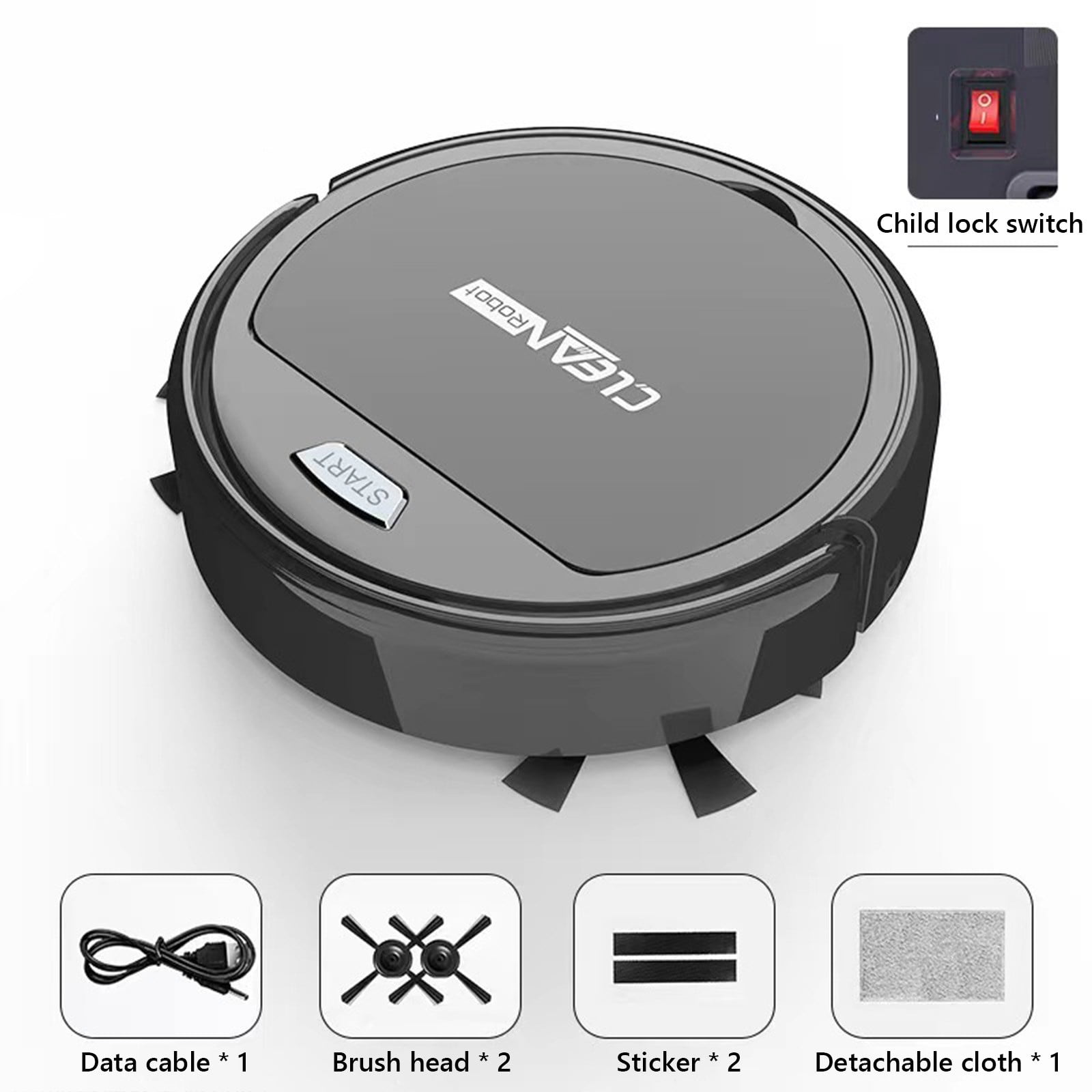 Wamans Robot Vacuum Robot Vacuum And Mop Combo,3 in 1 Robotic Vacuum Cleaner With Watertank/Dustbin/Brush,Blocked By Hair,Ideal for Hard Floor/Pet