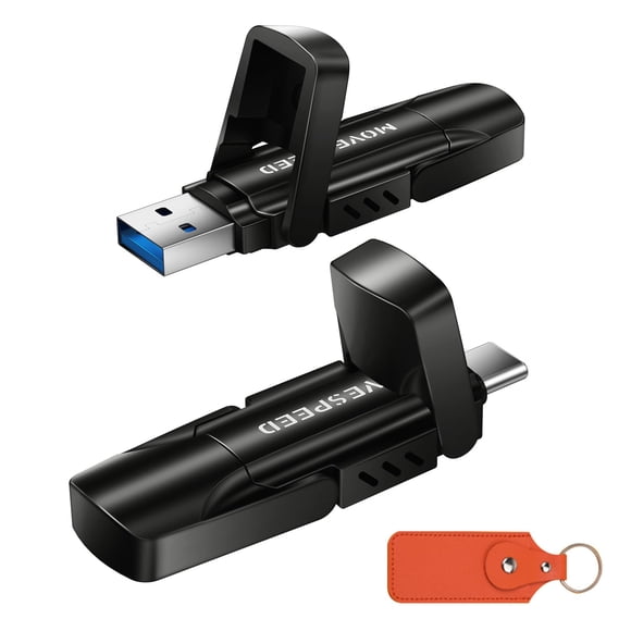 MOVE SPEED 1TB USB Drive, 570MB/S Read Speed External SSD with Dual Port Type C + USB 3.2 Portable SSD for iPhone 17/16/15 Series, Android, Mac, Wind
