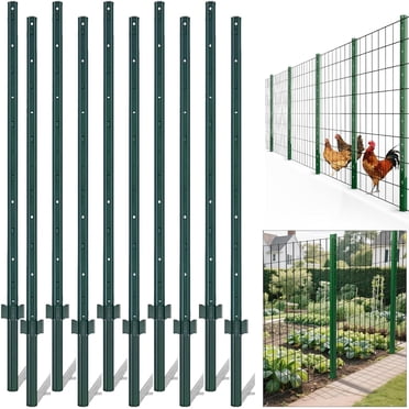 4FT U-Post Fence Stakes – Heavy Duty Metal, Rust Resistant Steel – No-Dig Installation – for Garden, Farm & Yard Wire Mesh Fencing– Pack of 10 , Size: 4FT