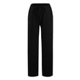 thumbnail image 4 of RKSTN Womens Pants Fall Casual Cotton Linen Drawstring Long Pants Elastic Waist Lightweight Wide Leg Pants with Pockets, 4 of 9