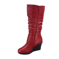 thumbnail image 3 of Bottes Mode pour Femmes à Fermeture Éclair Hauteur Genou, Talon Compensé Décontracté, Chaussures d'Hiver ( Rouge, 5.5), 3 of 5