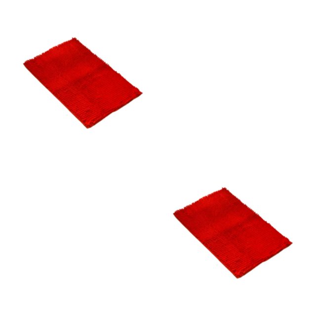 Youkk Polyester Chenille Bath Mat - Strong Water Absorption Exquisite Crafted Soft Texture No Shedding Red 40cm*60cm 2Set