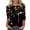 thumbnail image 1 of T-shirt Ample Imprimé pour Femme, Blouse à Manches 3/4, Col Rond, Hauts Décontractés, 1 of 1