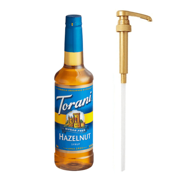 Torani Sugar-Free Hazelnut Flavoring Syrup Plastic 750 mL Bonus Squeeze Pump – Premium Zero-Calorie Toasted Nutty Barista Café Syrup, Keto-Friendly Sucralose Formula, Shatterproof PET Bottle