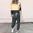 thumbnail image 3 of Mrat Plus Size Outfits for Women 2 Piece Jogging Sets Color Block Polyester Long Sleeve Sweatsuits Sets Two Piece Track Suits Drawstring High Waist Pants Set Comfy Outfits Q-Gray 3XL, 3 of 5