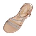 thumbnail image 2 of Strappy Sandals for Women Cross Straps Rhinestone Non Slip Summer Beach Slip on Sandals Beige, 2 of 5