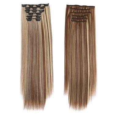 Vadktai Extensions de Cheveux à Clip en Vrais Cheveux Humains, Extensions à Clip en Cheveux Humains Femmes Noires Invisibles Lisses Naturelles Sans Couture Extensions de Cheveux à Clip