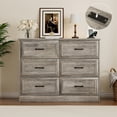 thumbnail image 2 of VEANERWOOD Commode à 6 Tiroirs pour Chambre, Commode en Bois avec Station de Recharge, Gris, 2 of 10