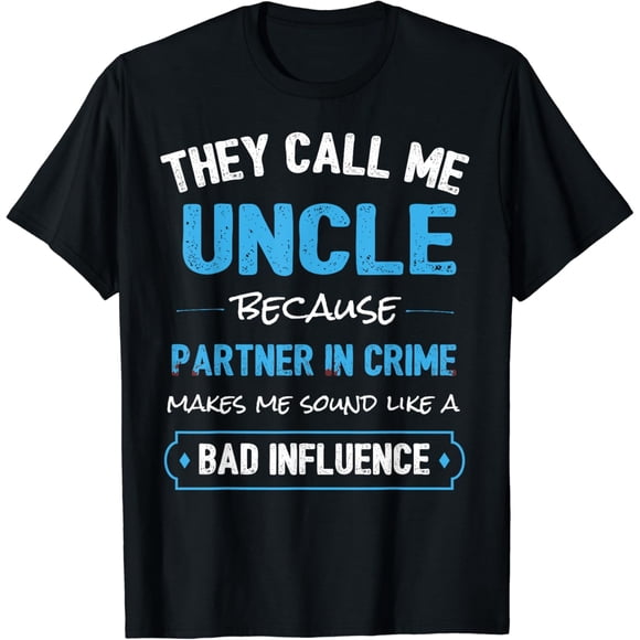 Funny Uncle Shirt, Uncle Partner In Crime from Niece Nephew T-Shirt Black 3X-Large