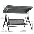 thumbnail image 3 of Outsunny 3 Person Porch Swing Bed with Adjustable Canopy Dark Grey, 3 of 10