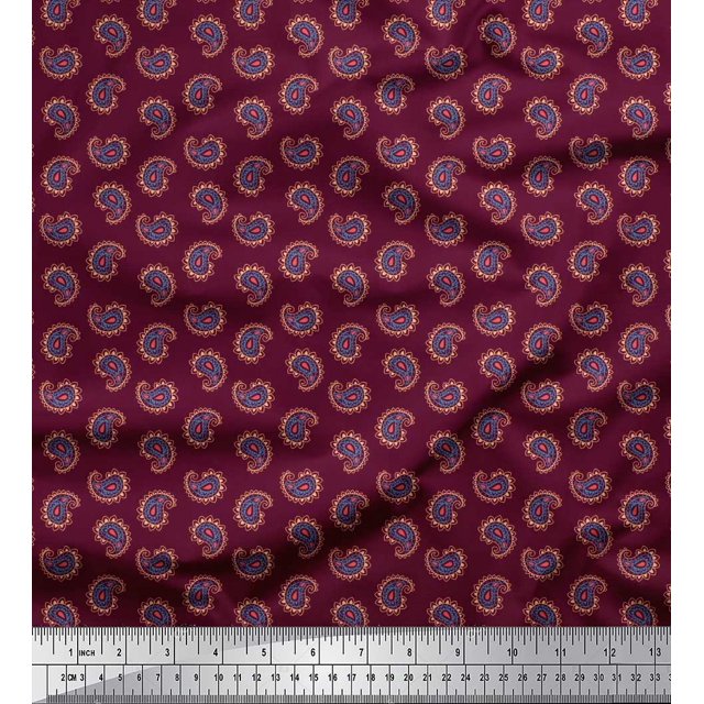 Soimoi Moss Georgette Fabric Artistic Paisley Decor Fabric Printed Yard 42 Inch Wide