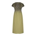 thumbnail image 5 of Meichang Robes en Lin pour Femmes 2024 Rétro à Imprimé Floral Coupe Ample Robes Midi Manches Courtes Col Rond Robes d'Été Décontractées Évasées Légères Confortables Longues Robes de Travail Jaune m, 5 of 5