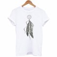 thumbnail image 3 of EGNMCR T-Shirts pour Femmes Mode Femmes T-Shirt à Manches Courtes Imprimé Plume Haut Décontracté Tee Blouse, 3 of 3