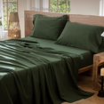 thumbnail image 2 of Bedding Sheet Set Washed Cotton Linen Like Textu Breathable Durable Soft Comfy (Dark Orange Queen), 2 of 6