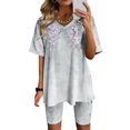 thumbnail image 1 of Blouses pour Femmes, Ensembles de Blouses Décontractées à Manches Courtes Imprimées et Col en V pour Femmes, 1 of 4