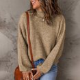 thumbnail image 4 of Blouse à Col Roulé à Manches Longues pour Femmes Automne et Hiver, Chandail Décontracté à Col Roulé pour Femmes, Hauts Unis à Manches Longues en Tricot, 4 of 8