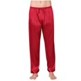 thumbnail image 2 of Mens Pajama Pants Satin Solid Color Loose Sleepwear Bottom, 2 of 9
