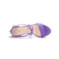 thumbnail image 4 of BLISSFUL STEP Women's Open Toe Cross Strap Mid Block Heel Sandals Purple 8, 4 of 7