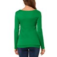thumbnail image 3 of INSPIRE CHIC Women's Cowl Neck Long Sleeve Top Button Decor Ruched Front Regular Fit Pullover Top XL Shamrock Green, 3 of 7