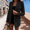 thumbnail image 1 of IROINID Veste Mi-Longue Confortable pour Femmes Blazer à Col Cranté Couleur Unie Manches Longues, Noir, 1 of 7