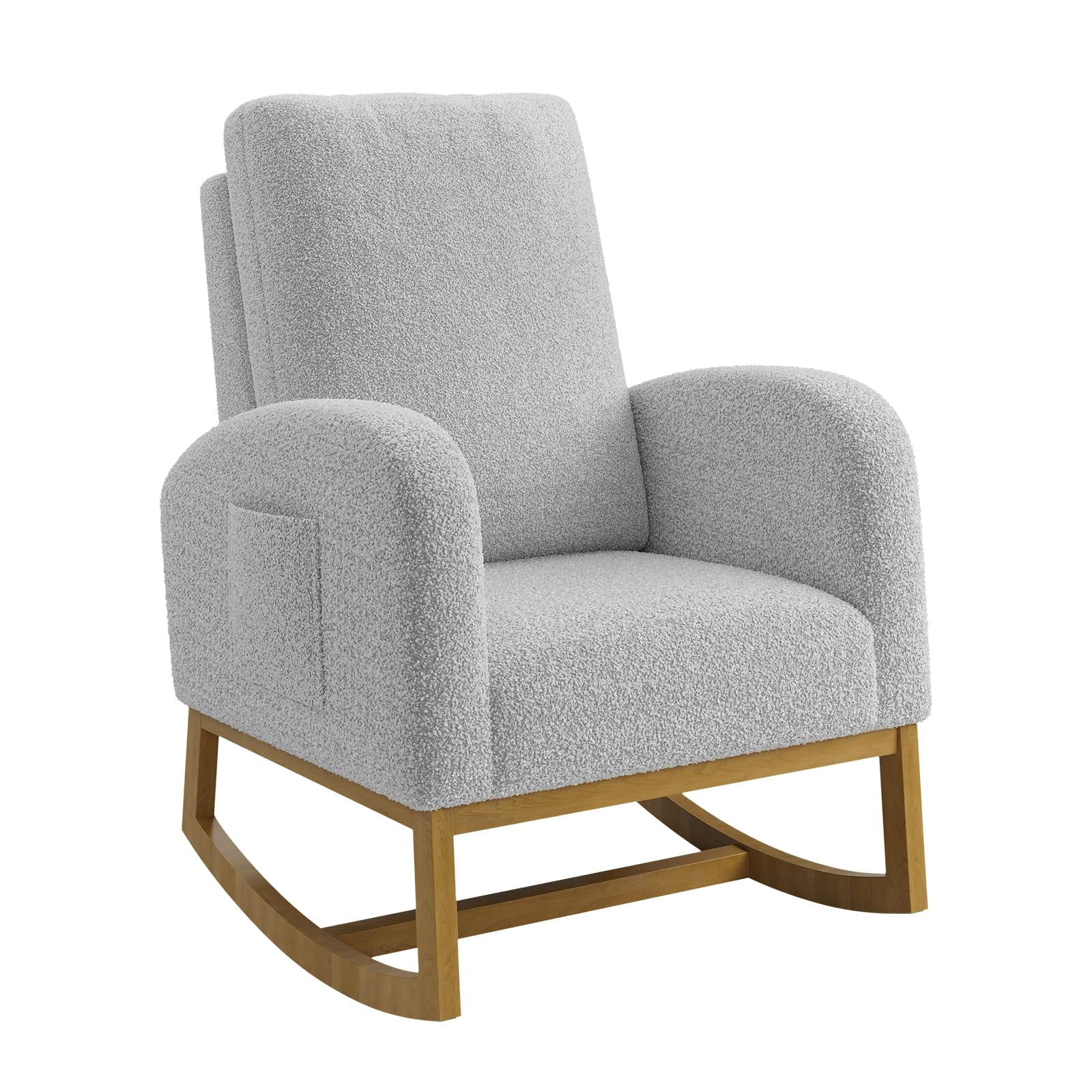 GloryStar Stylish Nursery Rocking Chair, Chenille Fabric Upholstered Glider with High Back Support and Side Pocket, Perfect for Breastfeeding or Storytime
