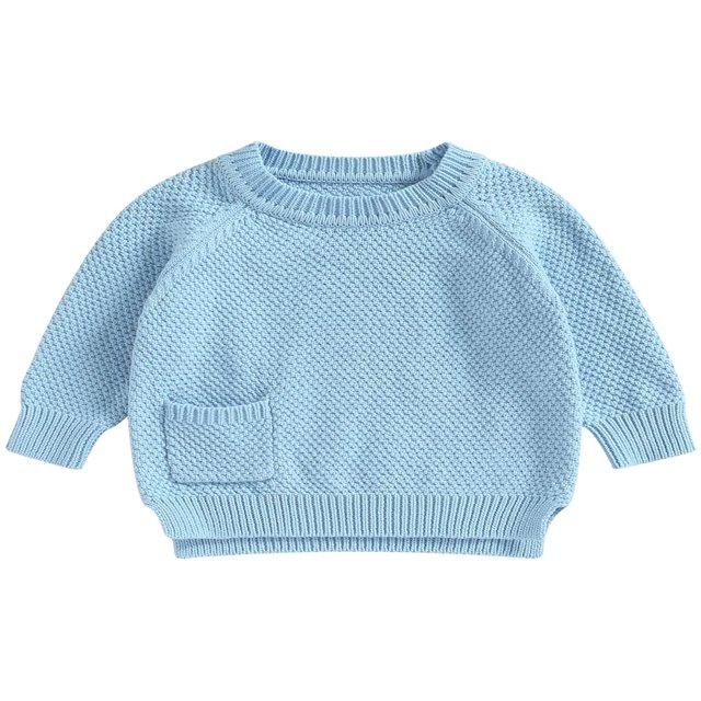Baby Girl Boy Knit Pullover Sweater Fall Winter Warm Sweatshirt Tops with Pocket