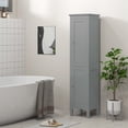thumbnail image 2 of kleankin Armoire de Rangement Haute pour Salle de Bain avec Tablettes Ajustables, Gris, 2 of 10