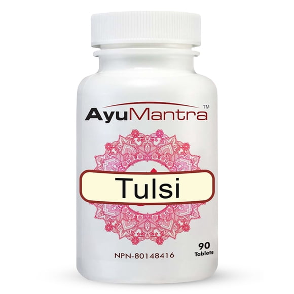 Ayumantra Tulsi Holy Basil Tablets (Ocimum Sanctum) Stress and Respiratory Support Herbal Supplement, 90 Count