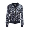 thumbnail image 1 of Womens Long Sleeve Sequin Front Zip Jacket Long Sleeve Ribbed Cuffs Outerwear Tops, 1 of 5