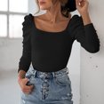 thumbnail image 2 of AherBiu Womens Blouses Trendy Long Sleeve Comfy Tops Ribbed Knitted Slim Tight Stretchy Fall Shirts, 2 of 7