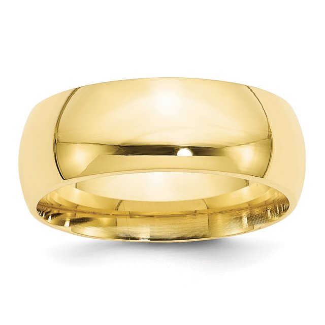 10K Yellow Gold 8mm Standard Comfort Fit Band Size 9