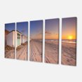 thumbnail image 2 of Row of Beach Huts at Sunset - Modern Landscape Canvas Art, 2 of 3
