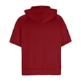 thumbnail image 3 of Men Solid Multi-pocket Short Sleeve Cargo Pullover Hoodies Workout Outdoor Sweatshirt(Red,L), 3 of 4