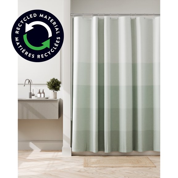 Mainstays Kristi Stripe Recycled Fabric Shower Curtain, 70" x 72", Green