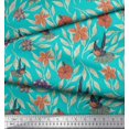 thumbnail image 2 of Soimoi Green Modal Satin Fabric Flying Bird & Floral Fabric Prints by Yard 42 Inch Wide, 2 of 3