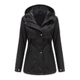thumbnail image 1 of LSLJS Women's Solid Rain Jacket Outdoor Jackets Hooded Raincoat Windproof( Black, XXXL), 1 of 9