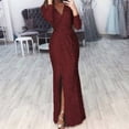 thumbnail image 1 of MesaSe Robe à Paillettes pour Femme à Col en V Profond avec Fente, Manches Longues, Robe de Boîte de Nuit, de Fête et de Soirée pour Femme, Dame, Nouveau, 1 of 2