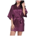 thumbnail image 3 of Women's Soft Long Satin Robes Long Silk Robes Full Length Robes Kimonos Silky Bath Robe Dressing Gowns, 3 of 6