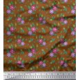 thumbnail image 1 of Soimoi Modal Satin Fabric Leaves & Periwinkle Floral Print Fabric by the Yard 42 Inch Wide, 1 of 3