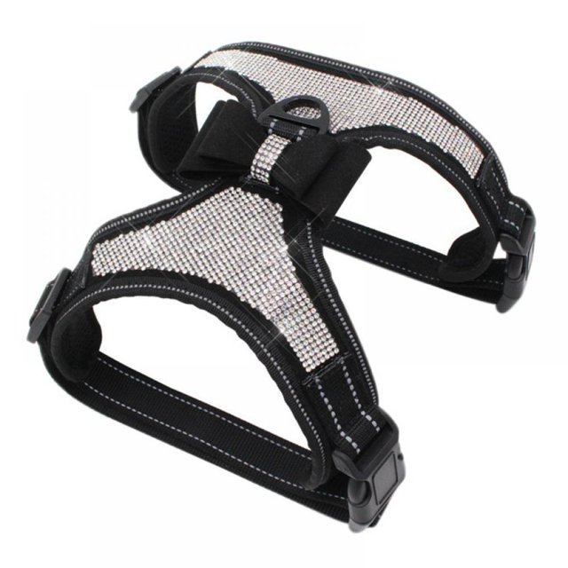Dog Harness Rhinestone Bling Bowknot Harness Adjustable Reflective Collar Vest for Pet Dogs Puppy