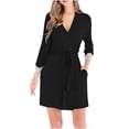 thumbnail image 2 of Fewfanhot Womens Fashion Long Fleece Plush Soft Feeling Robe Fluffy, Warm, Fleece Shaggy Comfort Bathrobe, 2 of 7