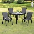 thumbnail image 2 of Outsunny 4-Piece Outdoor Dining Chair Set for Relaxing on Patio, Black, 2 of 10