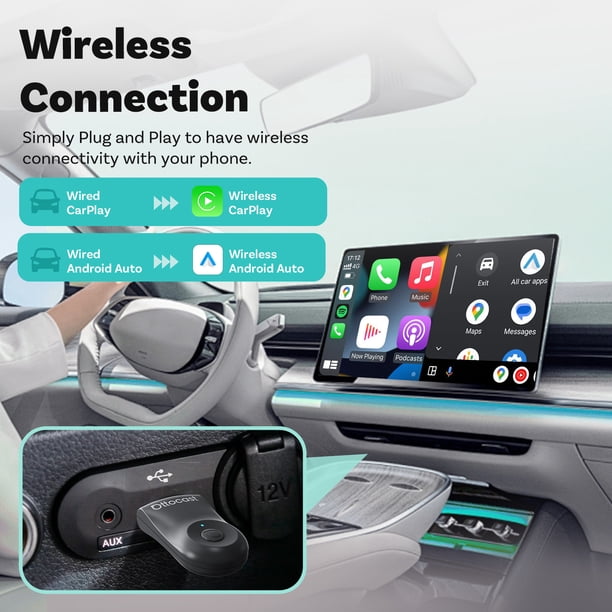 Ottocast Mini Wireless CarPlay Android Auto Adapter 2 In 1 Plug