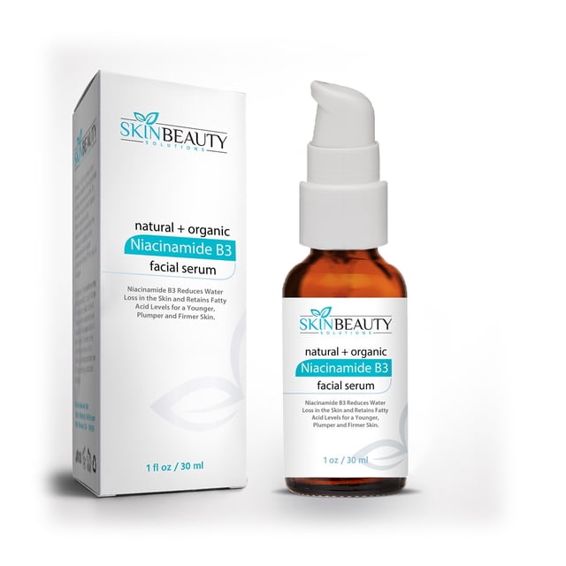 Sérum pour le Visage NIACINAMIDE 5 % B3 Formule Avancée avec 5 % de NIACINAMIDE Vitamine B3 pour une Peau Plus Jeune, Plus Repulpée, Plus Ferme. Base Biologique et Naturelle. Contenu Biologique : 62 %