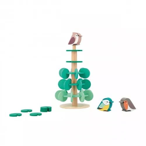 Janod - Arbre à Assembler - Construisez votre propre arbre de 30 cm - Comprend 37 accessoires en bois - Jeu de dextérité - Pour enfants et tout-petits - À partir de 36 mois