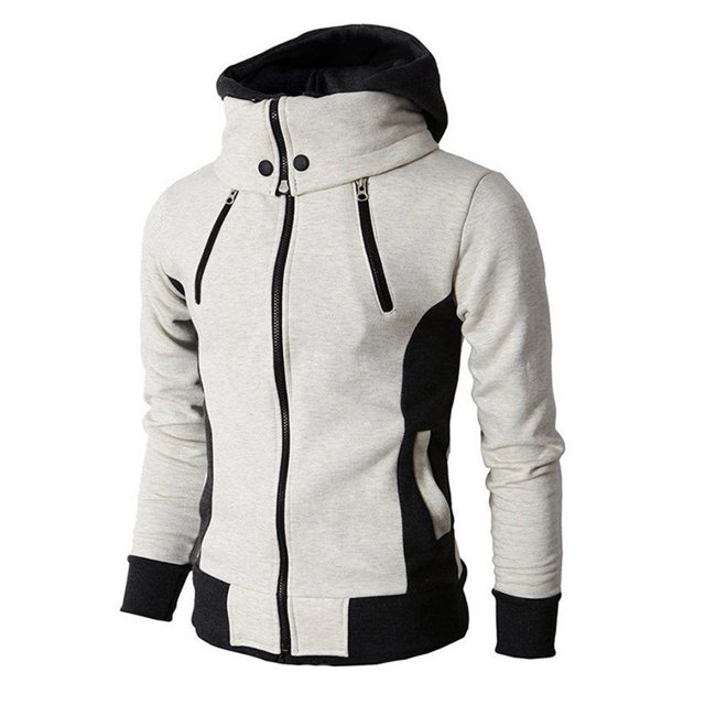 RXIRUCGD Veste Décontractée à Capuche à Manches Longues avec Poche Zippée pour Hommes, Blanc, Taille : m