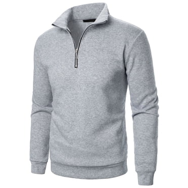 AherBiu Chandails à Manches Longues pour Hommes, Fermeture Éclair, Col Montant, Coupe Ajustée, Chandail à Enfiler, Automne Hiver, Décontracté, Ample, Couleur Unie, T-Shirt Léger, Hauts